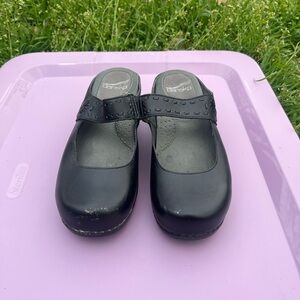 Dansko Black Leather Slip-On Shoes